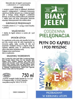 Biały Jeleń Witaminy AEF i Pantenol, płyn do kąpieli, 750ml