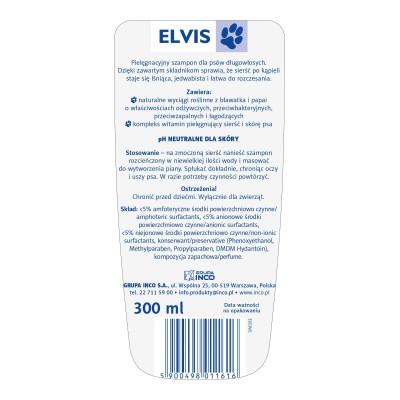 Elvis, szampon dla psów długowłosych, 300ml