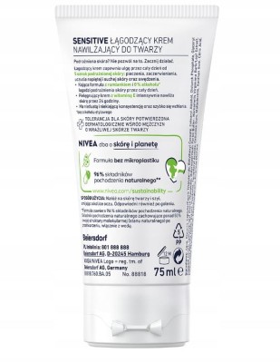 Nivea For Men Sensitive, łagodny krem do twarzy, 75ml