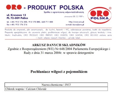 Oro, AD201, pochłaniacz wilgoci urządzenie z wkładem uzupełniającym, 450g