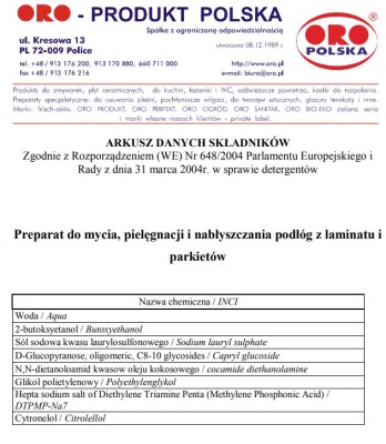 Oro, IP593, preparat do pielęgnacji podłóg z laminatu i parkietów, 1l