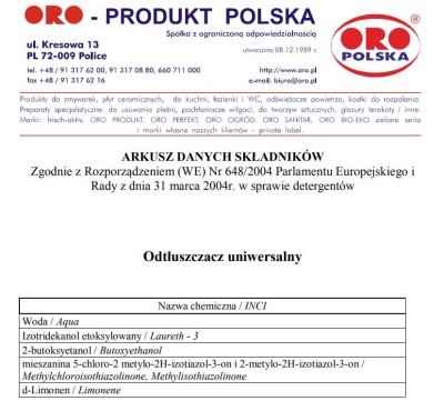 Oro, uniwersalny preparat do odtłuszczania, spray 750ml