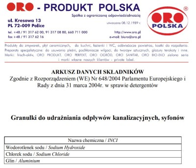 Oro, udrożniacz do odpływów kanalizacyjnych, 600g