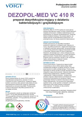 VC 410 R Dezopol Med, skoncentrowany preparat dezynfekcyjno-myjący o działaniu grzybobójczym i bakteriobójczym, spray 600ml