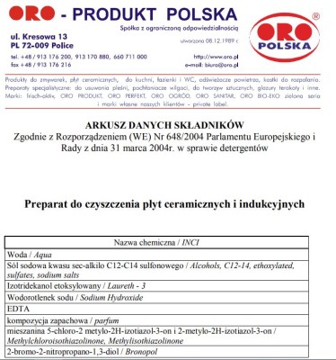 Oro, IP578, Preparat do czyszczenia płyt ceramicznych i indukcyjnych, 500ml