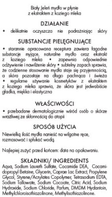 mydło w płynie Biały Jeleń Hipoalergiczny, 1000ml zapas kozie mleko