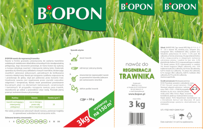 Biopon, nawóz granulowany do regeneracji trawnika, 3kg