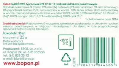 Biopon, pałeczki nawozowe do roślin balkonowych, 30 sztuk