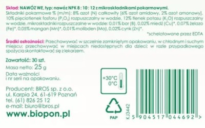 Biopon, pałeczki nawozowe do pelargonii, 30 sztuk