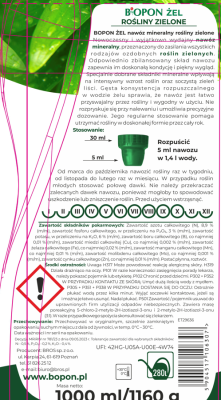 Biopon, żelowy nawóz mineralny do roślin zielonych, 1l