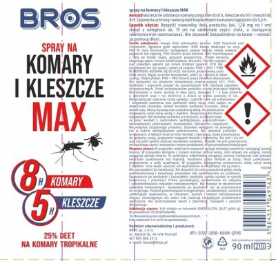 Bros Max środek odstraszający komary i kleszcze w sprayu 90ml