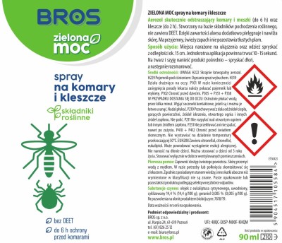 Bros Zielona Moc środek odstraszający komary i kleszcze w sprayu 90ml