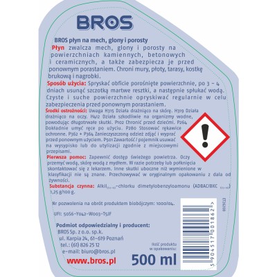 Bros płyn na mech glony i porosty spray 500ml