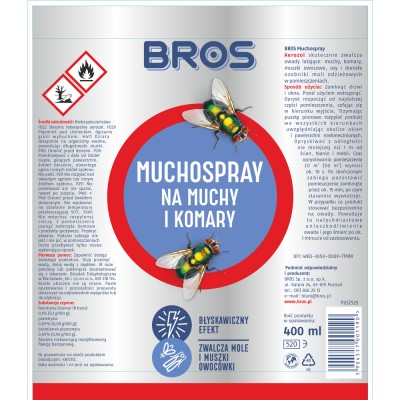 Bros Muchospray środek zwalczający muchy i komary spray 400ml