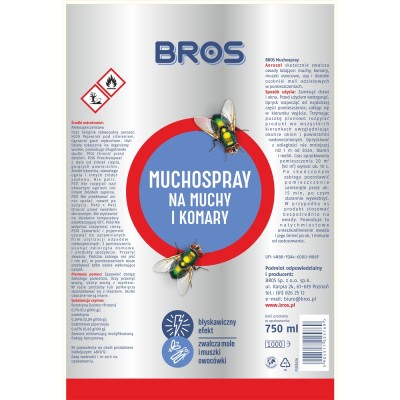 Bros Muchospray środek zwalczający muchy i komary spray 750ml