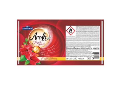 Arola, General Fresh, Freshmatic, Czerwony Aksamit, samouwalniający odświeżacz powietrza, zapas, 250ml