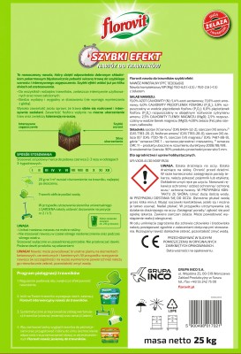 Florovit, Szybki Efekt, nawóz granulowany do trawników, 25kg