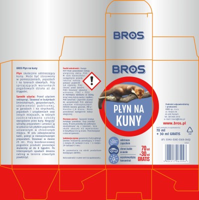 Bros odstraszający wydajny płyn na kuny 70 ml + 30 ml gratis