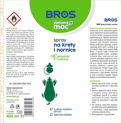 Bros Zielona Moc spray na krety i nornice na składnikach naturalnych 400ml 