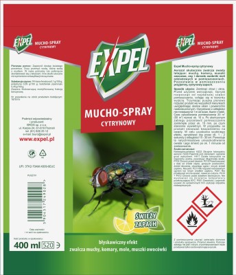 Expel cytrynowy muchospray zwalczający owady latające 400ml 