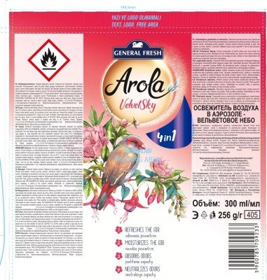 Arola General Fresh 4w1 odświeżacz powietrza Velvet Sky 300ml 