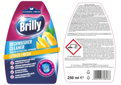 Brilly General Fresh Cytryna płyn do czyszczenia zmywarek 250ml