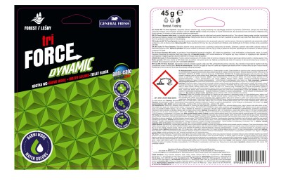 Tri Force Dynamic General Fresh Leśna barwiąca wodę kostka do toalety WC 45g