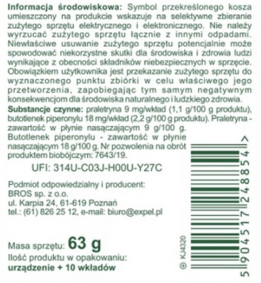 Expel urządzenie elektroniczne plus wkłady na komary 10 sztuk